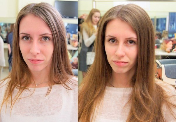 Волосы до и после применения мусса для объема