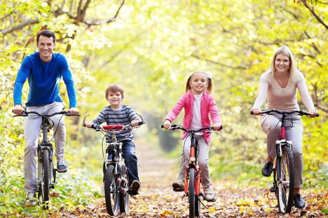 Семейная поездка на велосипедах