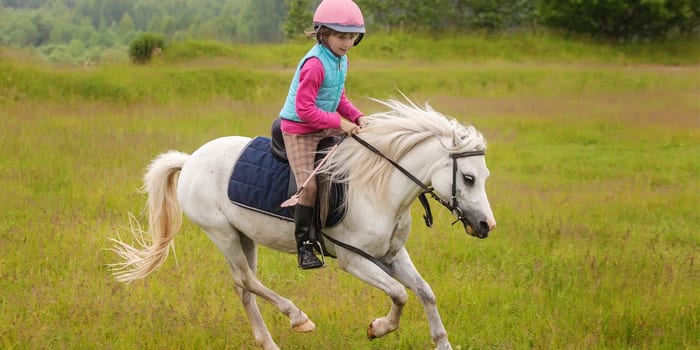 Девочка скачет на лошади