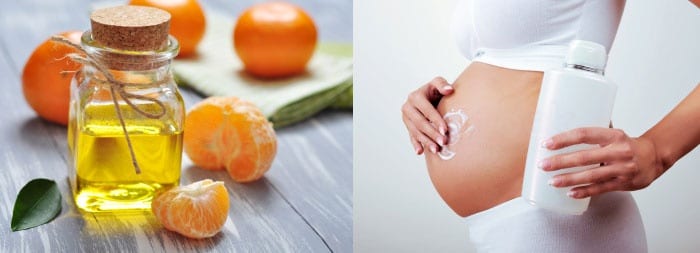 Масло для подготовки к родам, беременная девушка с кремом